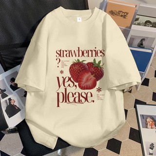 LYBH Kaos Oversize Wanita T-shirt Oversize Strawberry Baju Atasan Wanita Terbaru | Baju Kaos Wanita Putih|atasan wanita