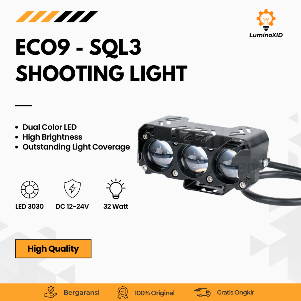MATA 22Watt 3-Eye Spotlight LED เลเซอร์ 12-24V Devil Eyes รถจักรยานยนต์รถบรรทุกกันน้ํา - ECO9
