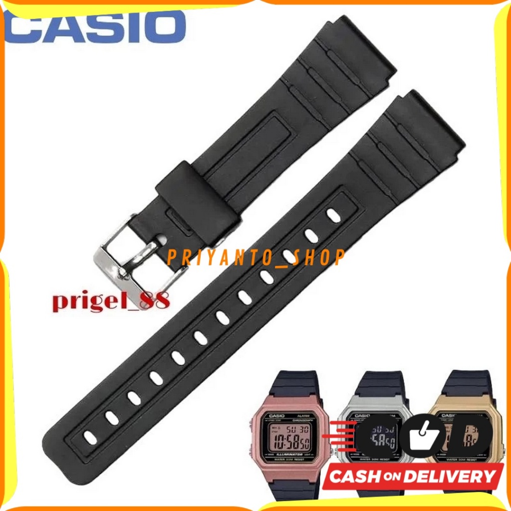 Casio 217 W 217H W-217H F91 F-91 สายนาฬิกาสีดํา Bonus ปากกาสแตนเลส