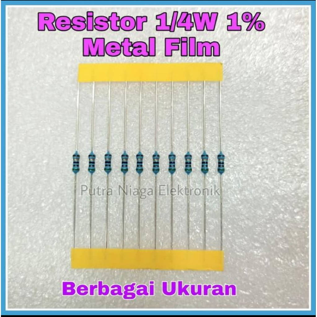 ตัวต้านทาน 0.25W 1% 1/4W Metalfim 1K 1K2 1K3 1K5 1K8 2K 2K2 2K4 2K7 3K3 3K6 3K9 4K7 5K1 5K5 6K8K2 8K