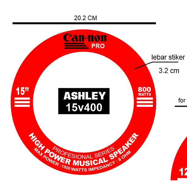 ASHLEY 15V400 SPEAKER MAGNET STICKER OUTER CIRCUMFERENCE 20 WIDTH 3 CM