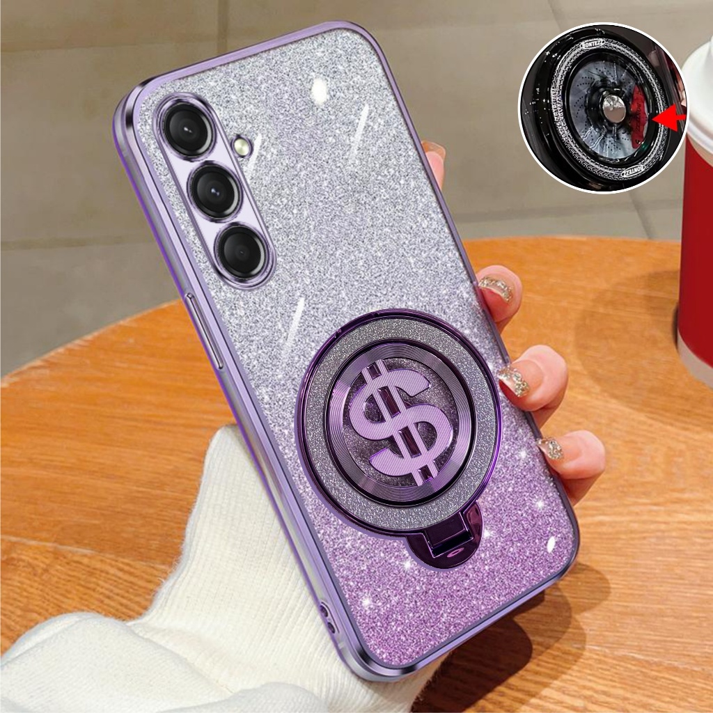 HP Samsung M15 5G Glitter Dollar Ring Stand รองรับเคสชาร์จไร้สาย