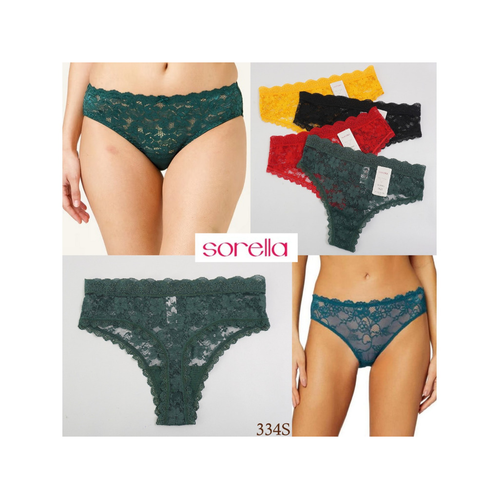 Sorella กางเกงชั้นในจีสตริงผู้หญิงโปร่งใสเต็มลูกไม้ชุดชั้นในเรียบ A8492