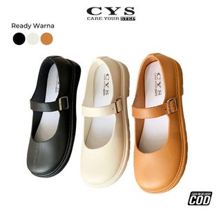 CYS Sepatu Mary Jane Wanita Model Slip On Flatshoes Korea Style Kekinian Docmart Bahan PVC SPT-76