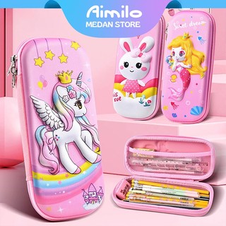 Aimilo - Tempat Pensil Aesthetic 3D Tempat Pensil Anak Perempuan Waterproof Kotak Pensil Anak Laki Laki Alat Tulis Sekolah
