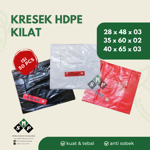 MERAH [50 ชิ้น] กระเป๋าพลาสติก HDPE KILAT 40x65 03 28x48 03 35x60 02 BLACK WHITE RED / HD HD HD HD H
