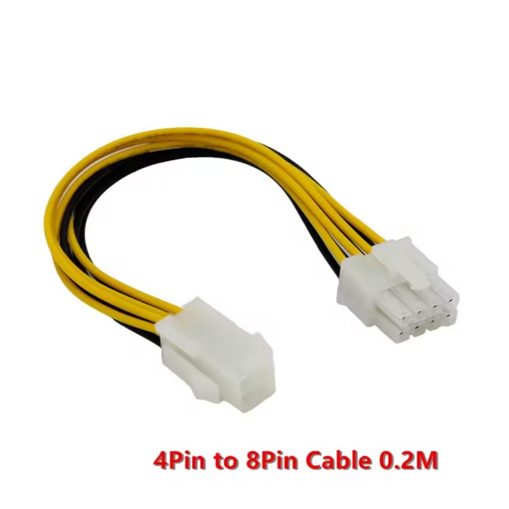 4 Pin to 8 Pin CPU Power Supply Adapter Converter ATX Cable 12V Extension Adapter Converter 4Pin 8Pi