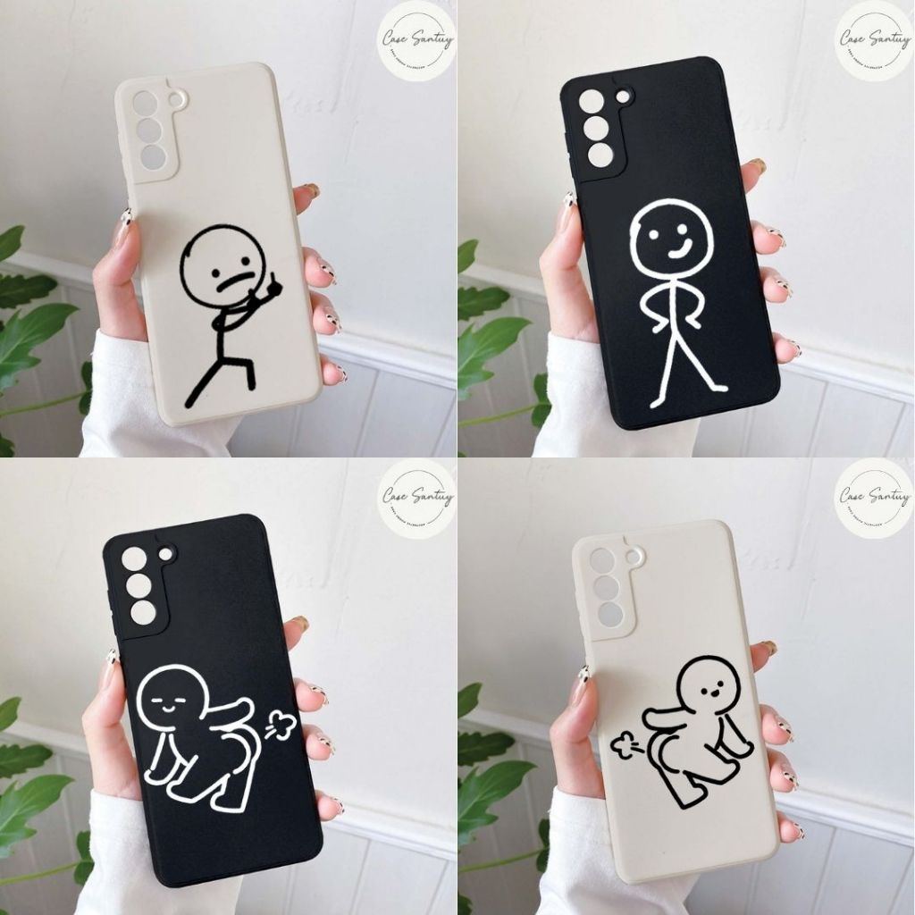 Softcase ความงามอินเทรนด์น่ารักคู่ Stickman สําหรับ Vivo V9 V17 V19 V21 V23 V23E V27 V27E V29 V29E Z