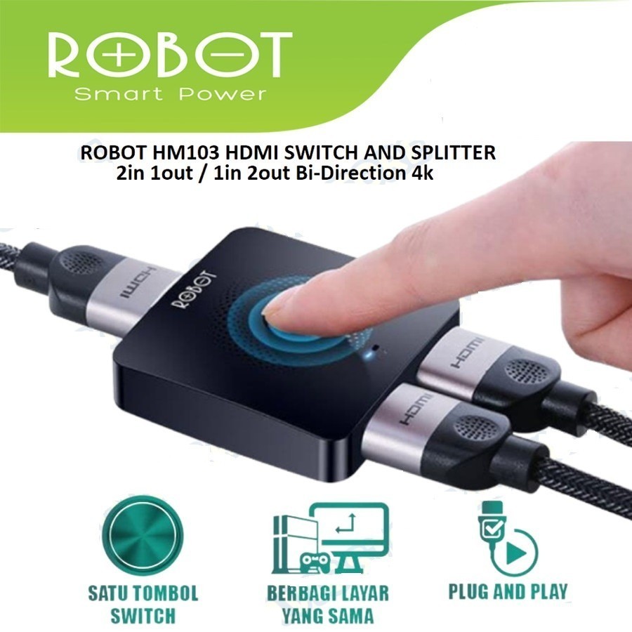 ROBOT HM103 HDMI Switch & Splitter 2in 1out / 1in 2out 4K