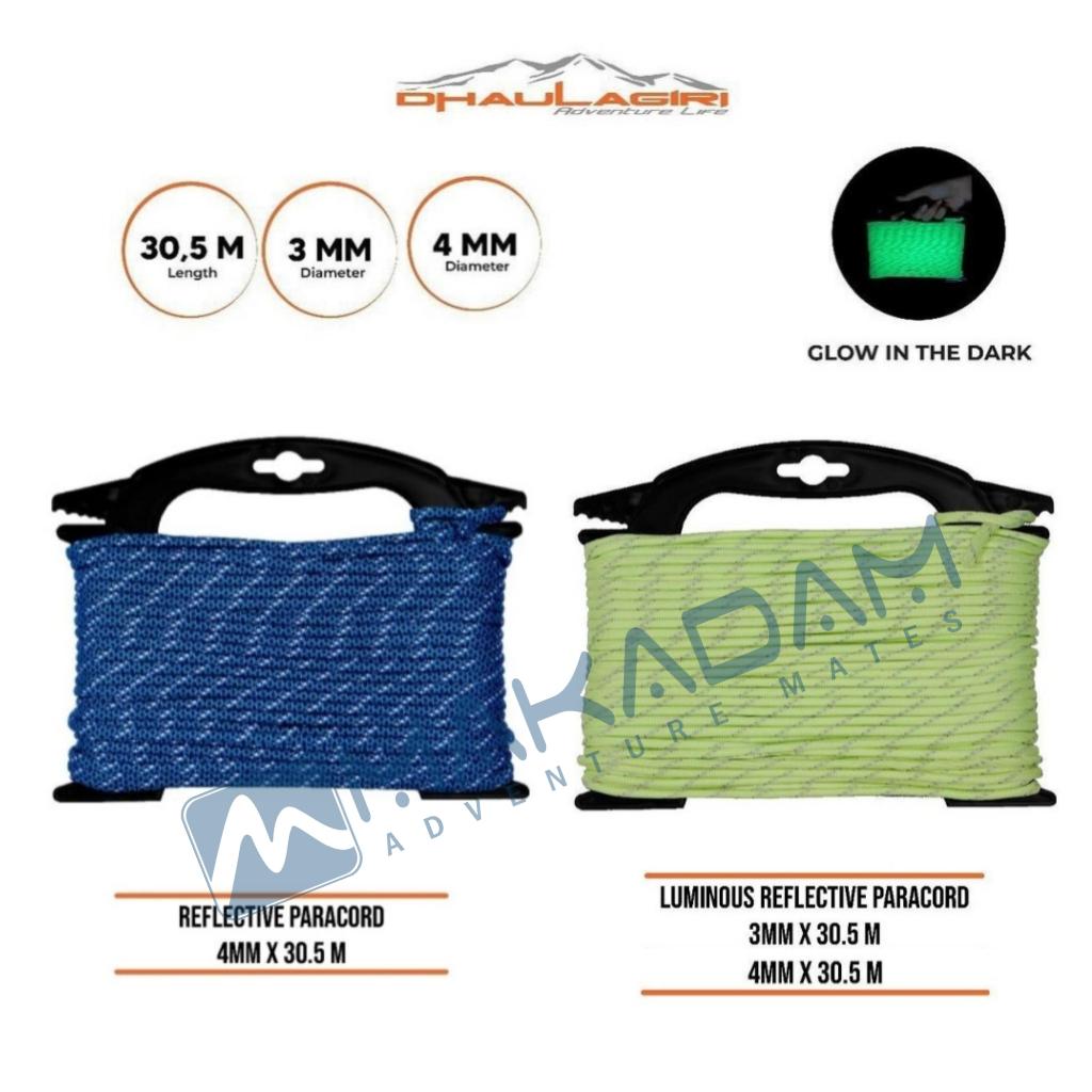 Luminous สะท้อนแสง Paracord Prusik Rope Lighted Drhaagiri 3mm 4mm 30m Camping