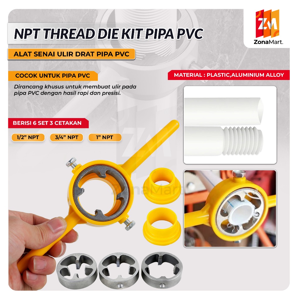 PVC PIPE THARENDER PIPE THREAD MAKER 1/2" 3/4" 1"