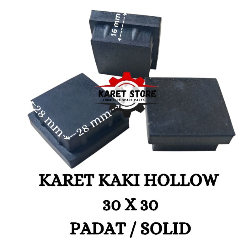 SOLID 3x3 HOLLOW RUBBER LEGS/FOOT RUBBER/TABLE/CHAIR/FOOT MAT RUBBER