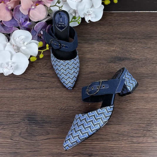 Blue Navy Slip-on Sandals รองเท้าลําลองผู้หญิง Block Heels 3cm AVEDA HM6250 WAREHOUSE CLEARANCE