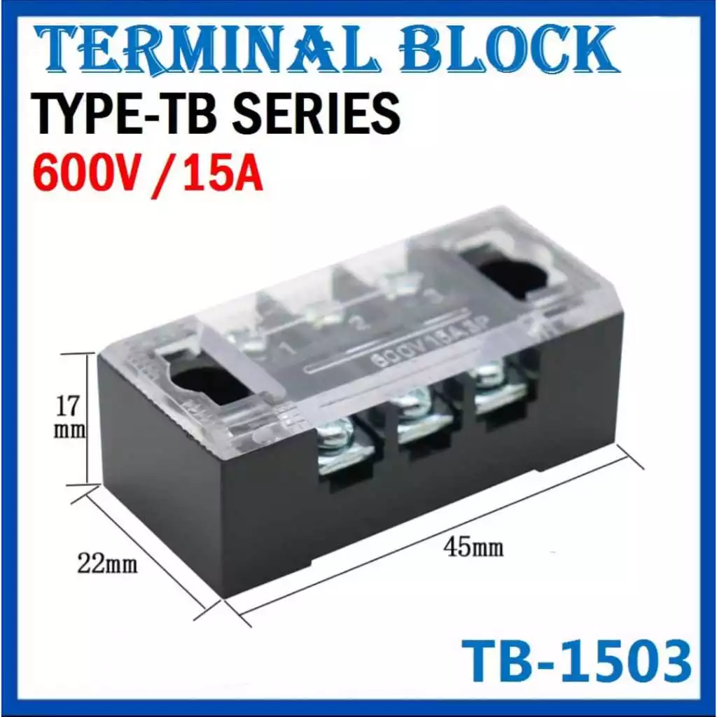 15A Glass Block Terminal TB 1503 1504 1506 1512 3P 4P 6P 12P Pin แผงไฟฟ้า Terminal Block