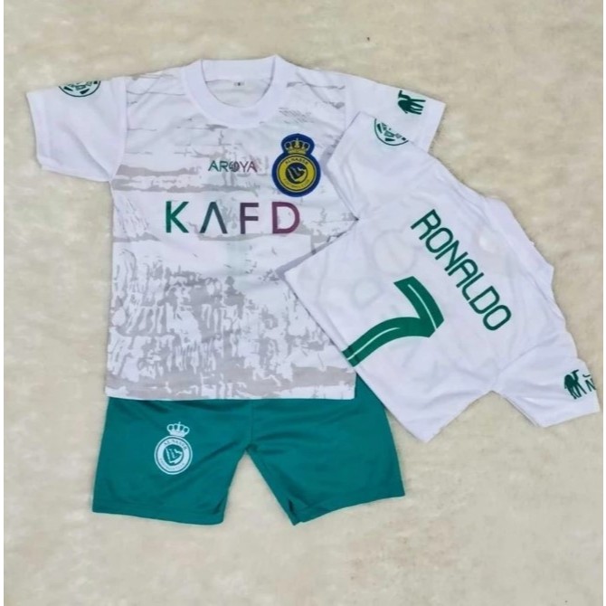 ใหม่ล่าสุด เสื้อฟุตบอล AL NASSR / RONALDO AL NASSR KIDS FOOTBALL SHIRT SET AGES 1-15 ปี