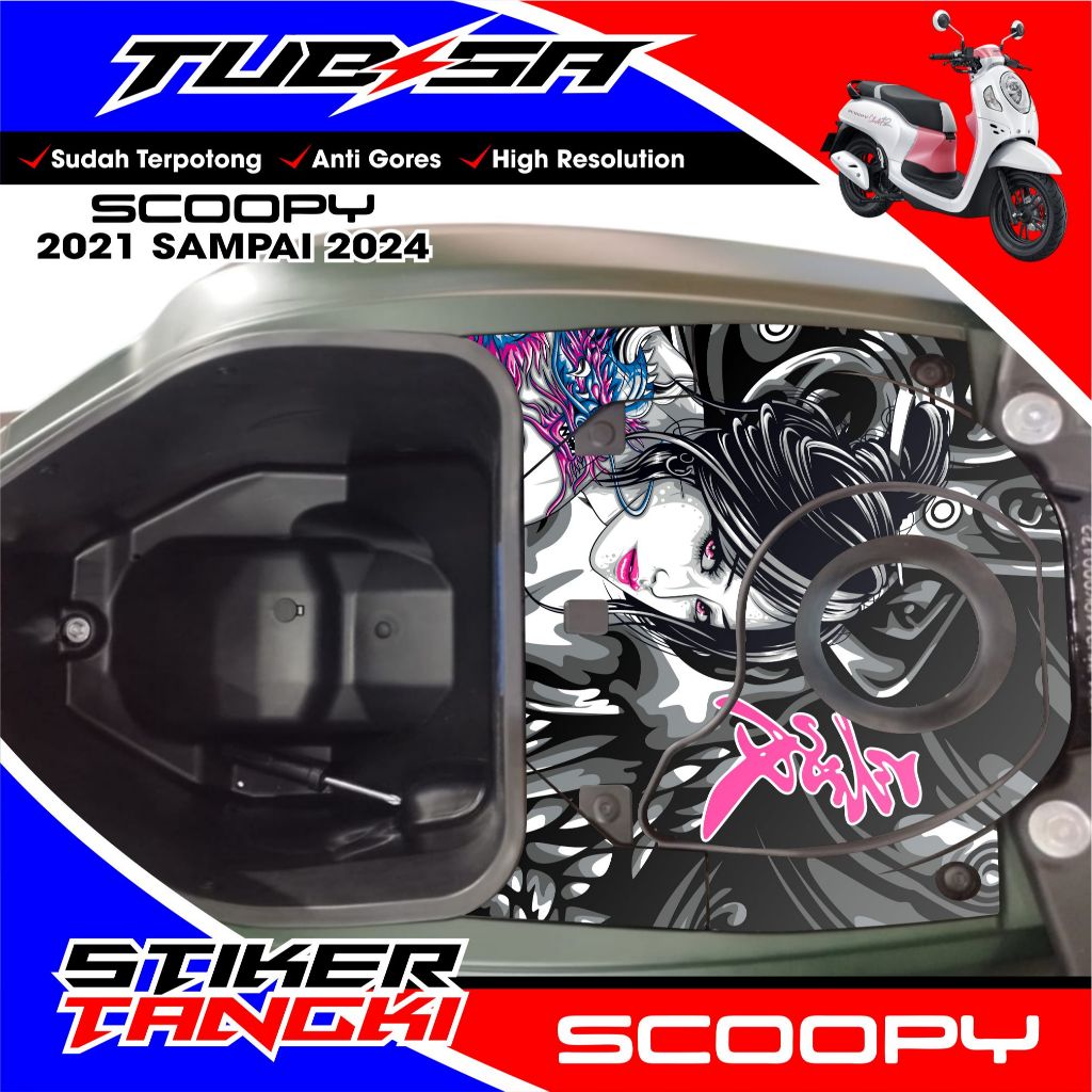 Scoopy GAOLINE TANK STICKER 2021 2022 2023 2024 PREMIUM ANTI-FADE MOTORCYCLE TENGKI STICKER