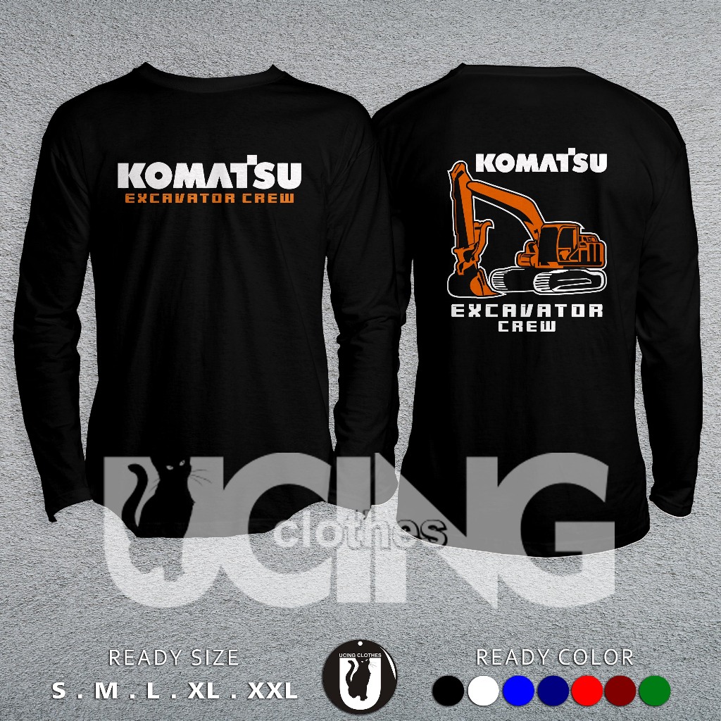 Komatsu Excavator Crew แขนยาวอุปกรณ์หนักเสื้อยืด Distro