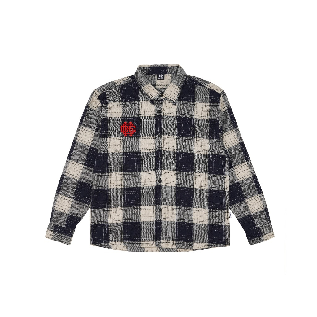 KEMEJA GDCK Flannel Shirt LONGXAS Navy / Flannel Boxy / Flannel Shirt Boxyfit Navy Cream