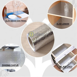 Stiker dapur  Anti Air Dan Minyak Panas 60*300cm Waterproof Aluminum Foil Dekor Kompenen Furniture