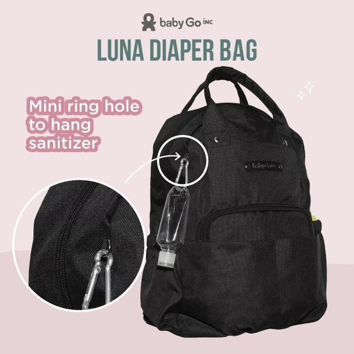 BabyGoInc Luna Backpack Black // Backpack Organizer for Baby Supplies