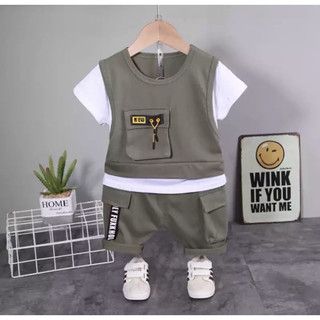 SETELAN BAJU ANAK LAKI LAKI SET ROMPI ANAK BAJU KAOS DAN CELANA ANAK LAKI LAKI 1-5TAHUN TERLARIS