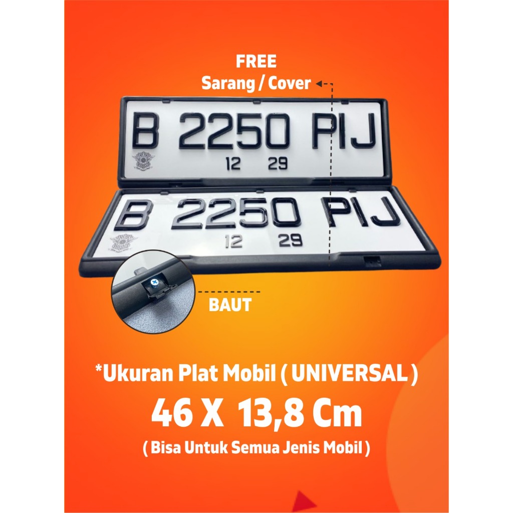 ป้ายทะเบียนรถยนต์ - สีดํา Singapore - FREE COVER - UNIVERSAL SIZE