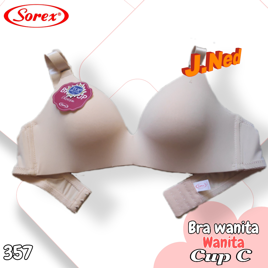 J357 Sorex เสื้อชั้นในโฟมบางสําหรับผู้หญิงผู้ใหญ่ Underwire Bra Cup C ไซส์ 36-42 สามตะขอ