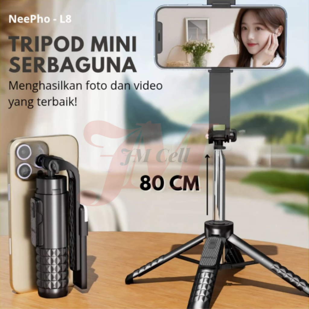 Neepho L8 A33 T08 T26 80 ซม.Selfie Stick Quadpod ขาตั้งกล้อง Super Mini สําหรับสมาร์ทโฟนขยาย Grip รี