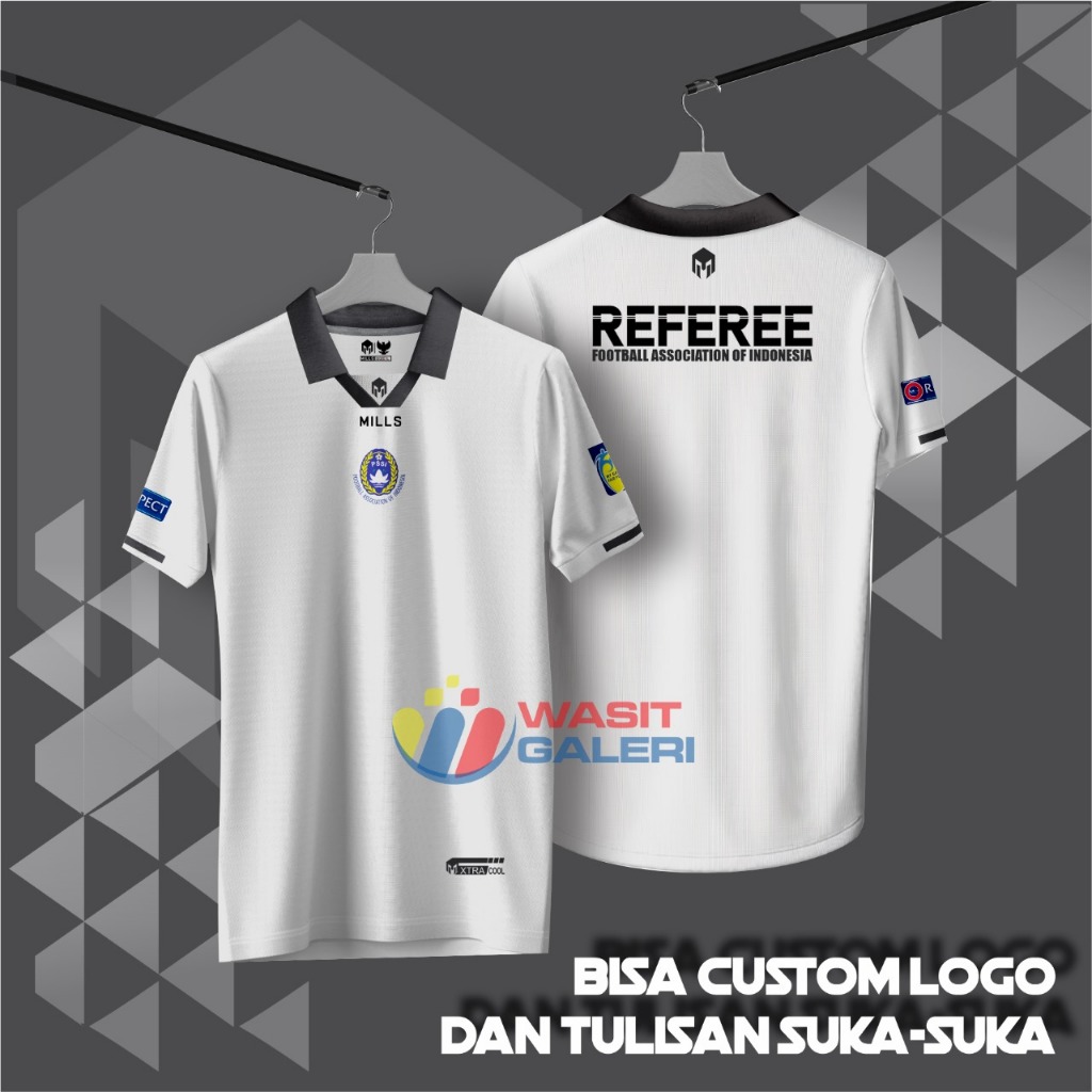 BIG SIZE REFEREE TRAINING JERSEY VINTAGE CUSTOM COLLAR (PSSI-REFEREE-FAIRPLAY-RESPECT)