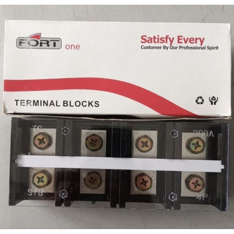Terminal Block Fort / Glass Block 4 Pole / 4P 200A TC-2004 4 Pole 200 Ampere Glass Terminal Fort