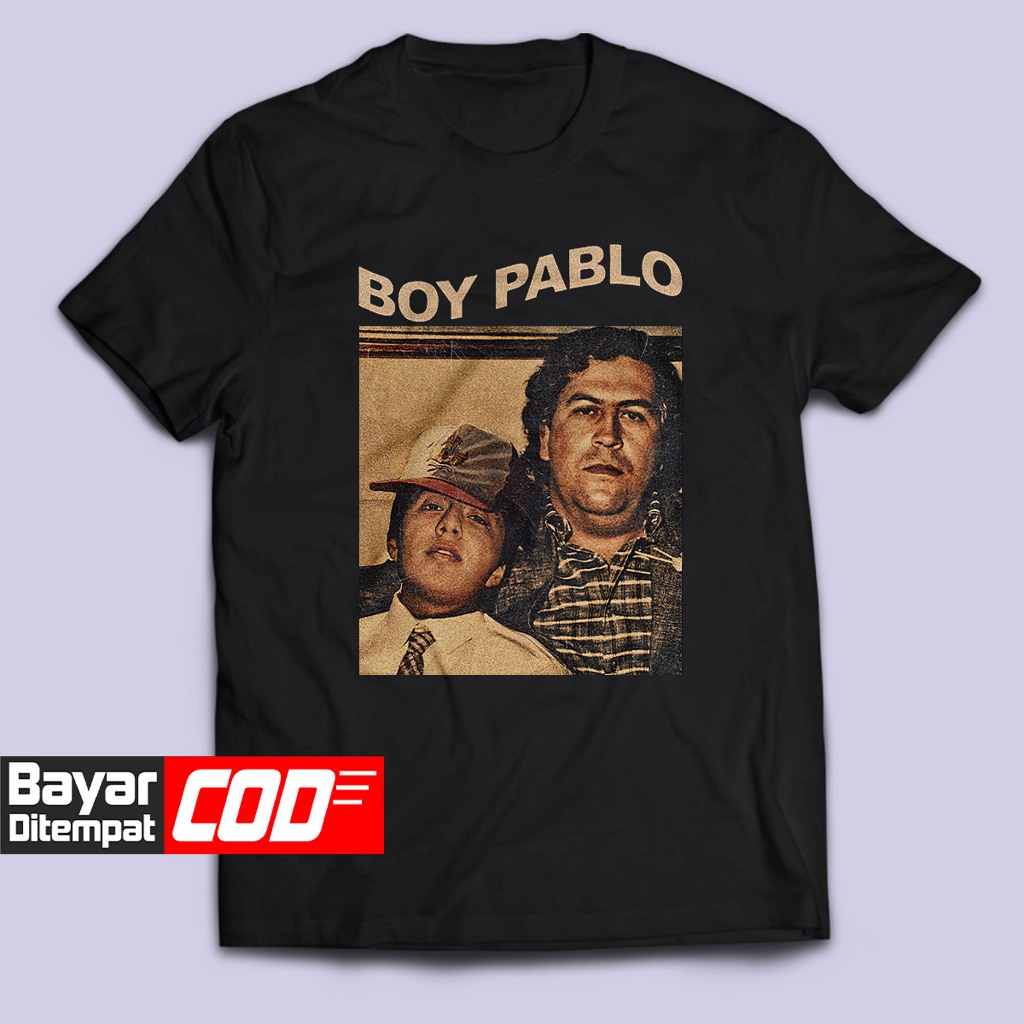BOY PABLO x PABLO EXCOBAR Rock Pop เสื้อยืดสําหรับผู้ชายและผู้หญิงผู้ใหญ่ Unisex Tops