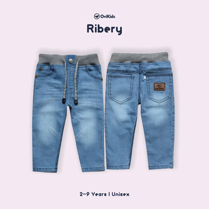 OVIKIDS - COMFY JEANS - RIBERY | กางเกงซี่โครงสีเทา ไม่จํากัดเพศ สําหรับเด็กชายและเด็กหญิง\