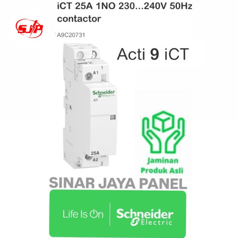 ORIGINAL CONTACTOR DIN ICT 1P 25A 1NO CONTACTOR DIN SCHNEIDER A9C20731