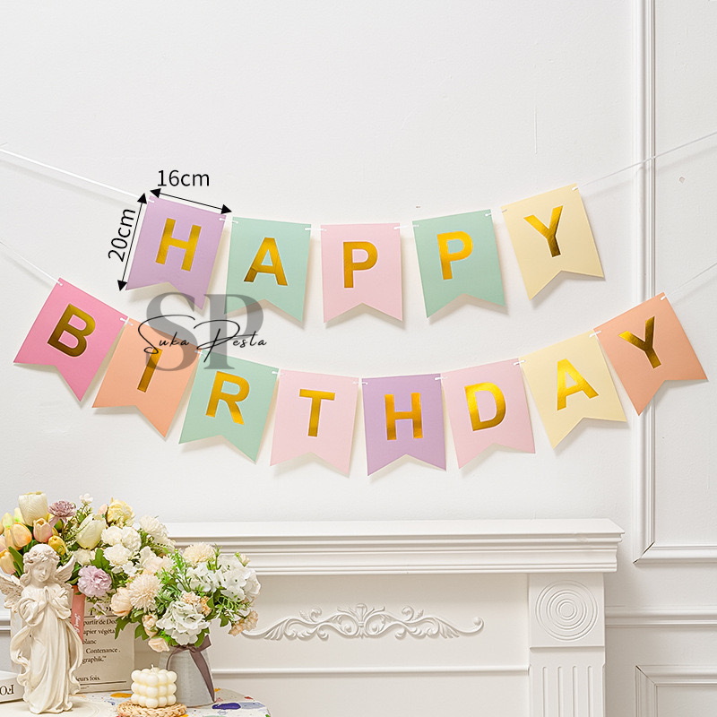 HAPPY BIRTDHAY MACAROON SQUARE BANNER / HAPPY BIRTHDAYS SQUARE BANNER / HBD SQUARE FLAG / HAPPY BIRT