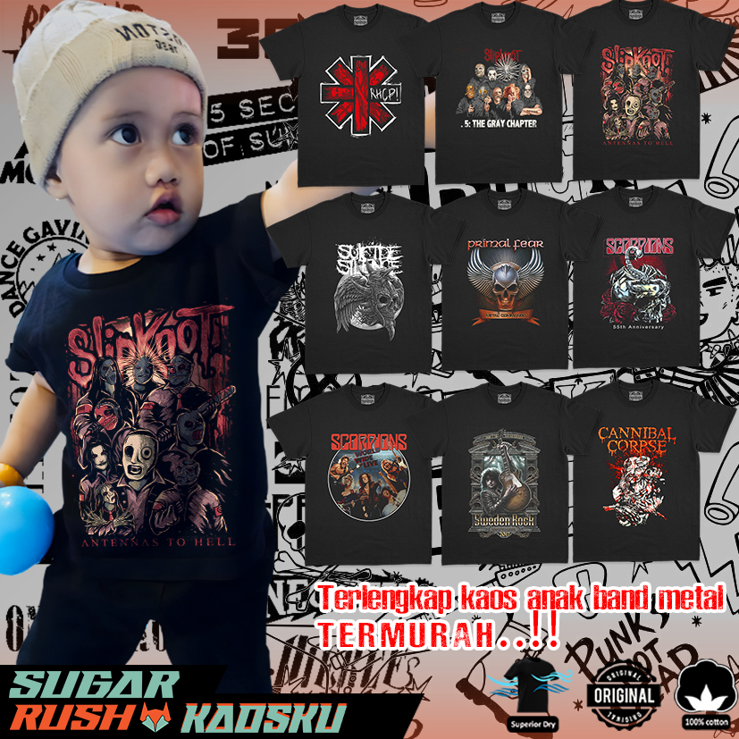 METAL THE EXPLOITED SLIPKNOT RHCP เสื้อยืดวงเด็กผ้าฝ้ายหวี CARSTER เสื้อยืดเด็กวงดนตรี