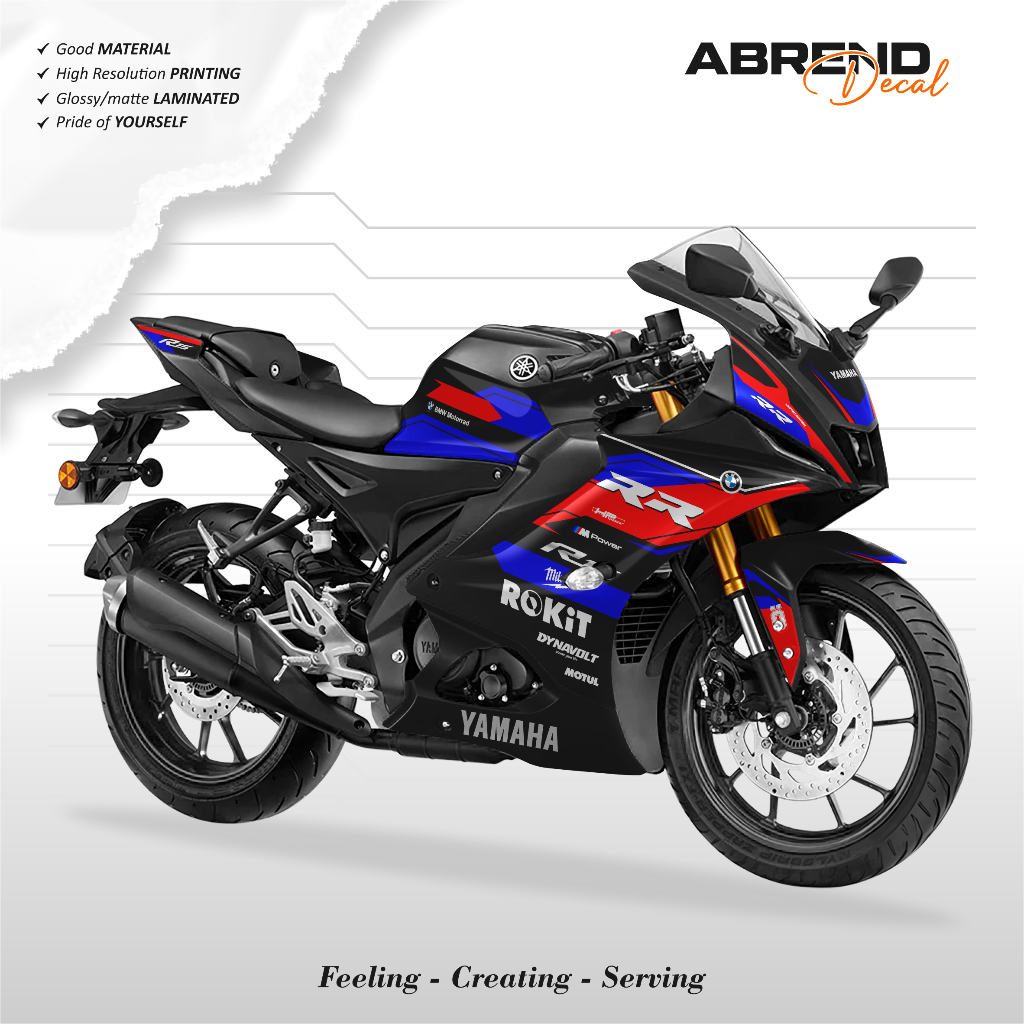 Striping YAMAHA R15 V4 BMW ROKUT TRI สี / สติ๊กเกอร์มอเตอร์ไซค์ R15 V4 DESIGN CUSTOM / สต็อก DECAL