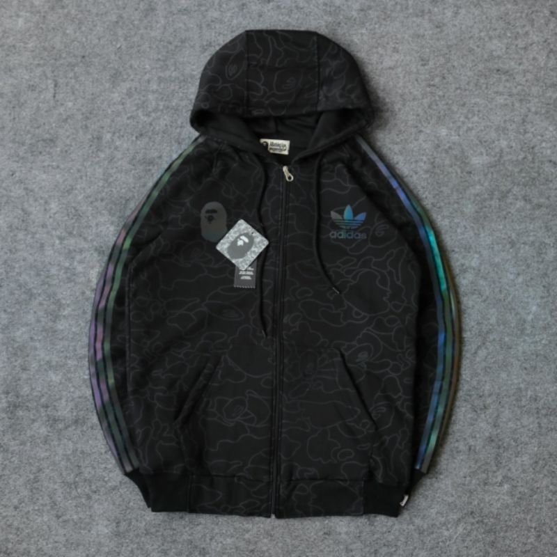 เสื้อแจ็คเก็ตซิป เสื้อกันหนาวมีฮู้ด Adidas Bape Techno
