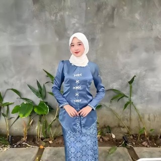 Alana One Set Baju Kurung Melayu Rok Songket Modern Premium Termurah | Atasan Baju Kurung Wanita Terbaru Kekinian | Setelan Kondangan Bridesmaid | Kebaya Pesta Mix Full Payet Bahan Satin Lembut | One Set Malaysia