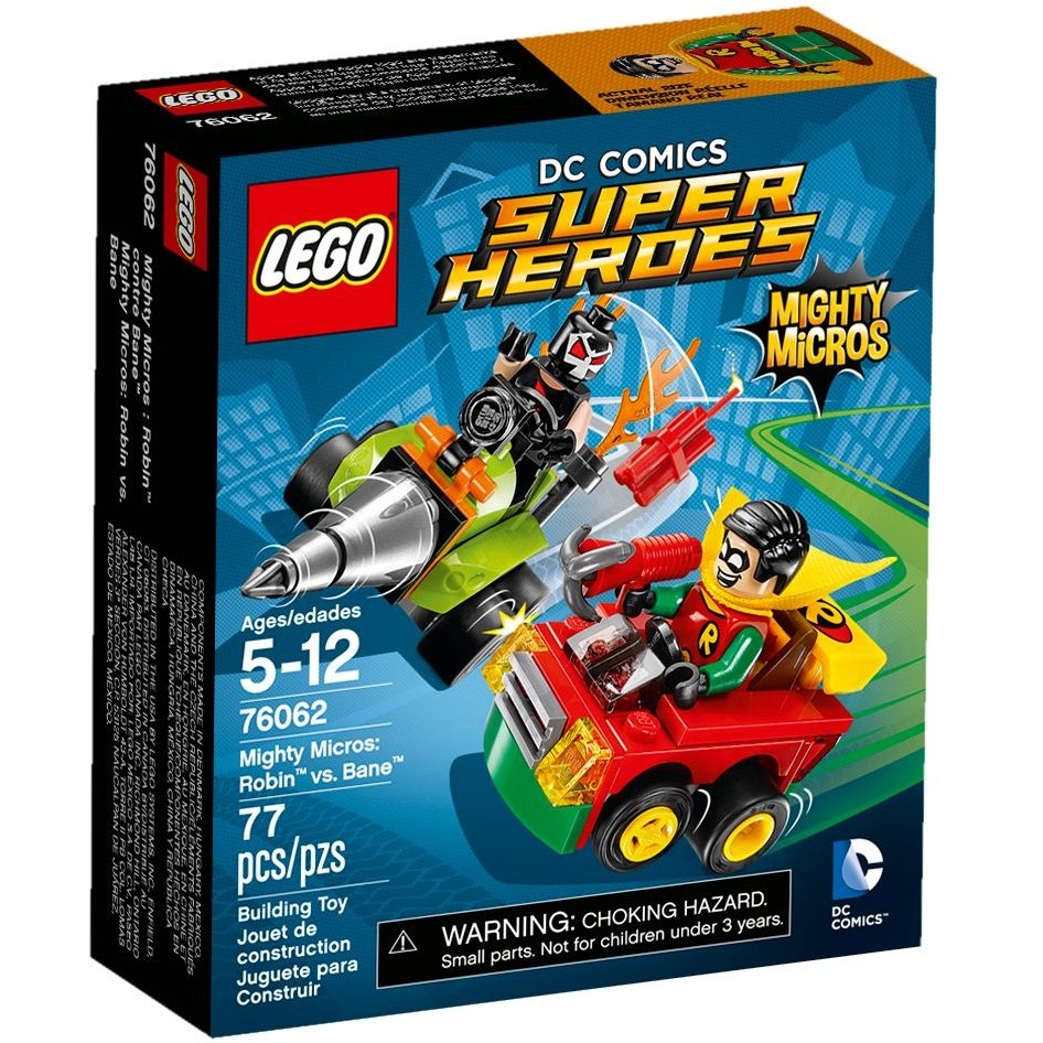 เลโก้ 76062 ไมตี้ ไมโครส์ โรบิน เทียบกับ. Bane Bricks บล็อกของเล่นเด็ก Lego Super Hero ดั้งเดิม