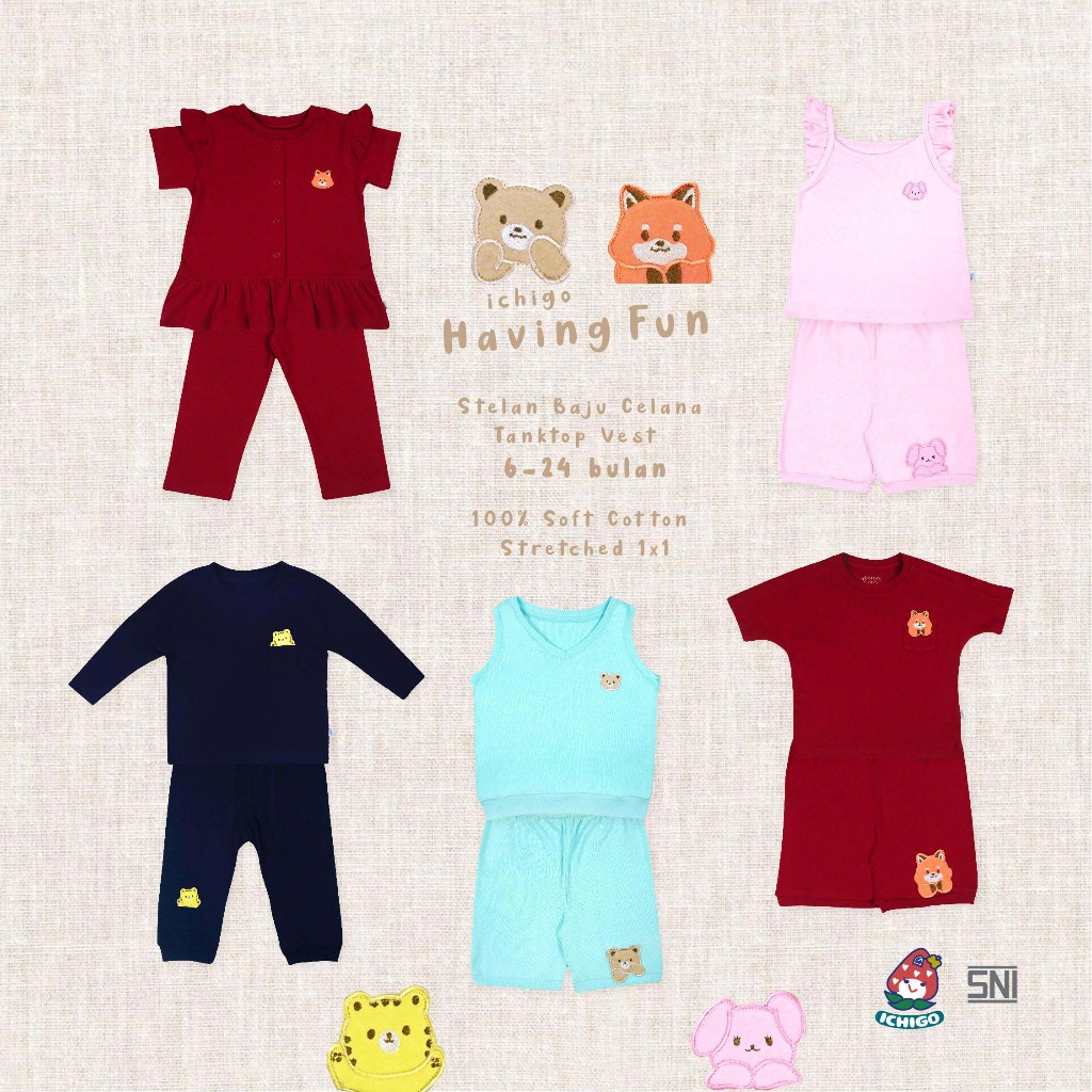ICHIGO Tank Top Vest Pants Set 6 - 24 เดือน - Having Fun