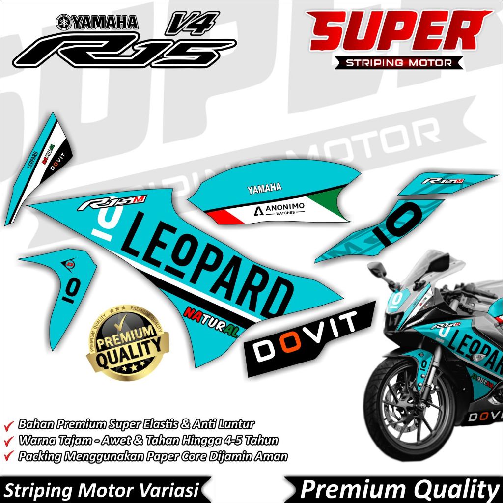 R15 V4 สติ๊กเกอร์ Anti-Fade Cool Striping R15 V4 Striping Yamaha R15 V4 Leopard