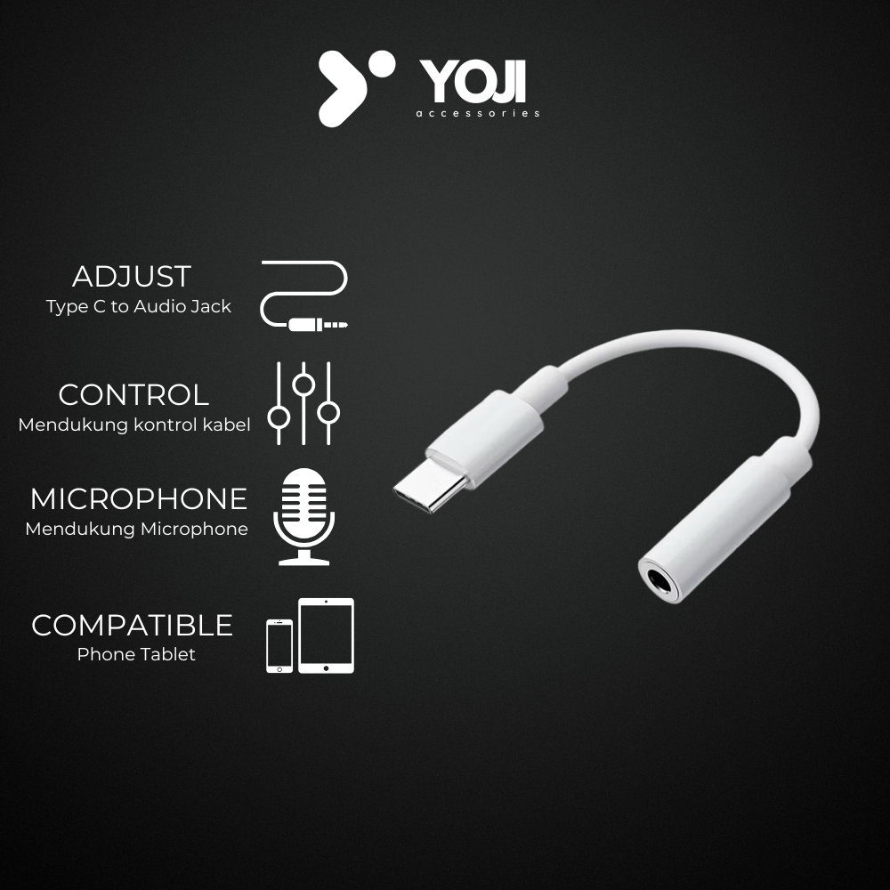 อะแดปเตอร์ JOJI Usb C to Audio Male / Type C to Aux 3.5 mm Converter Splitter / Connector Aux Headph