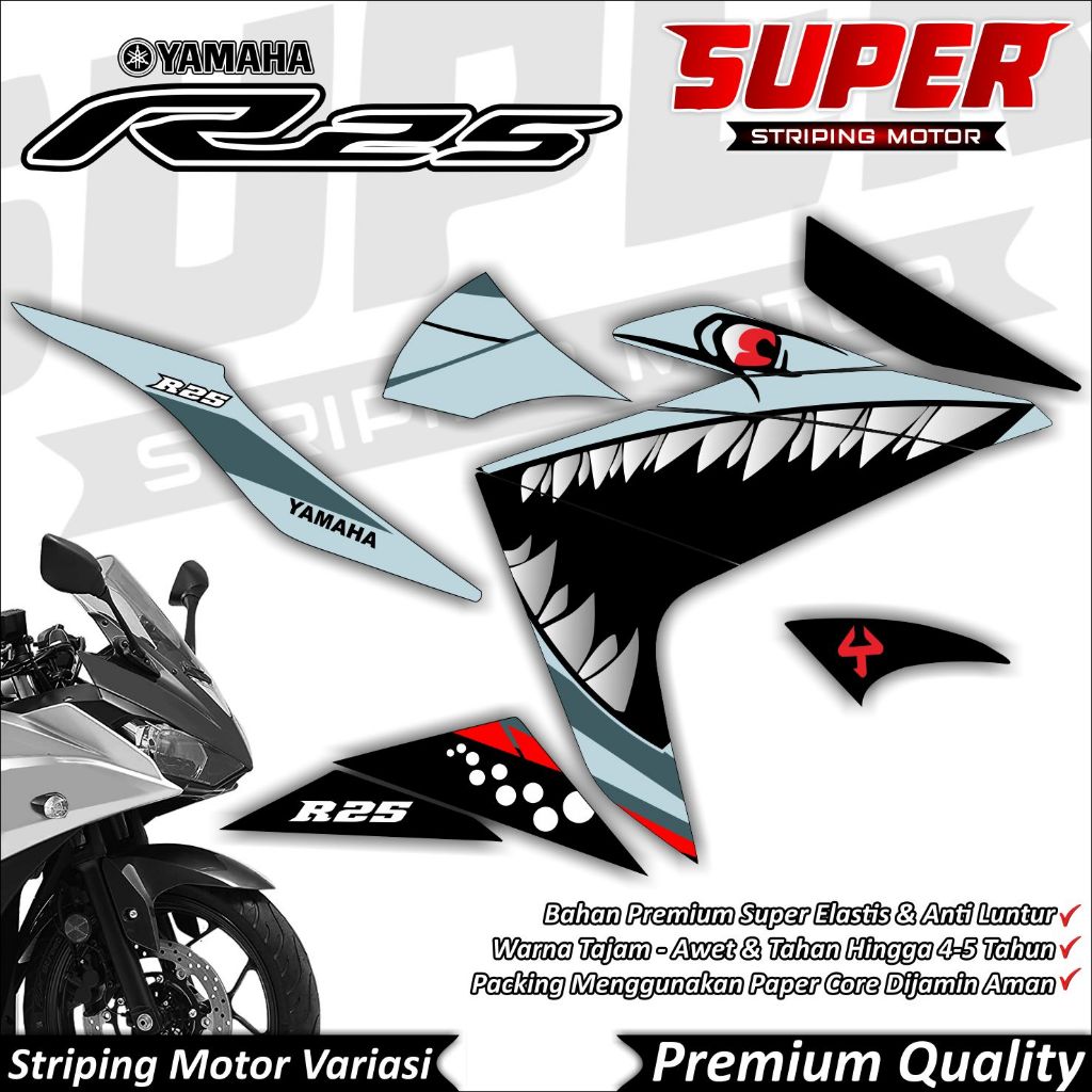 Cool Anti-fade R25 OLD สติ๊กเกอร์ Striping R25 OLD Striping Yamaha R25 OLD Shark