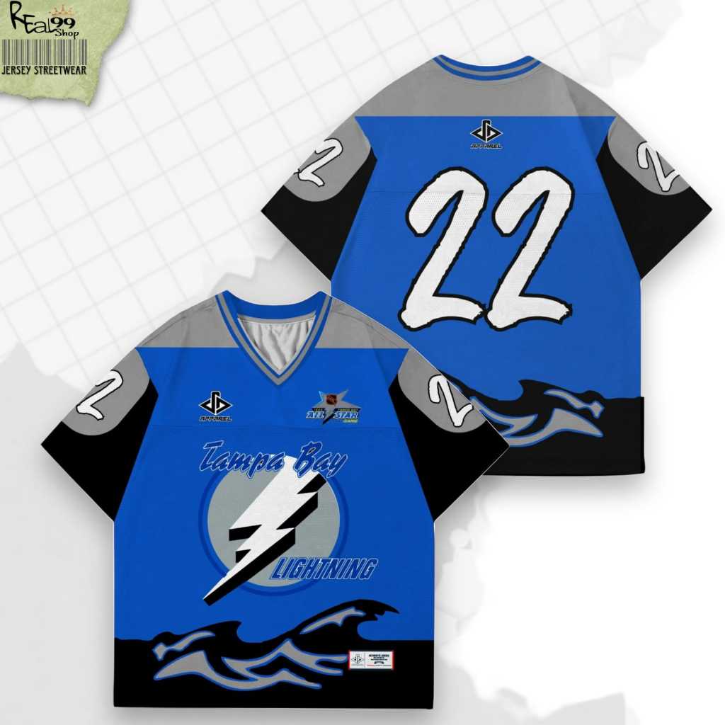 Real99shop Jersey Rugby Steetwear NFL Football Design Thunder Number 22 Boxy Hockey พิมพ์เต็ม