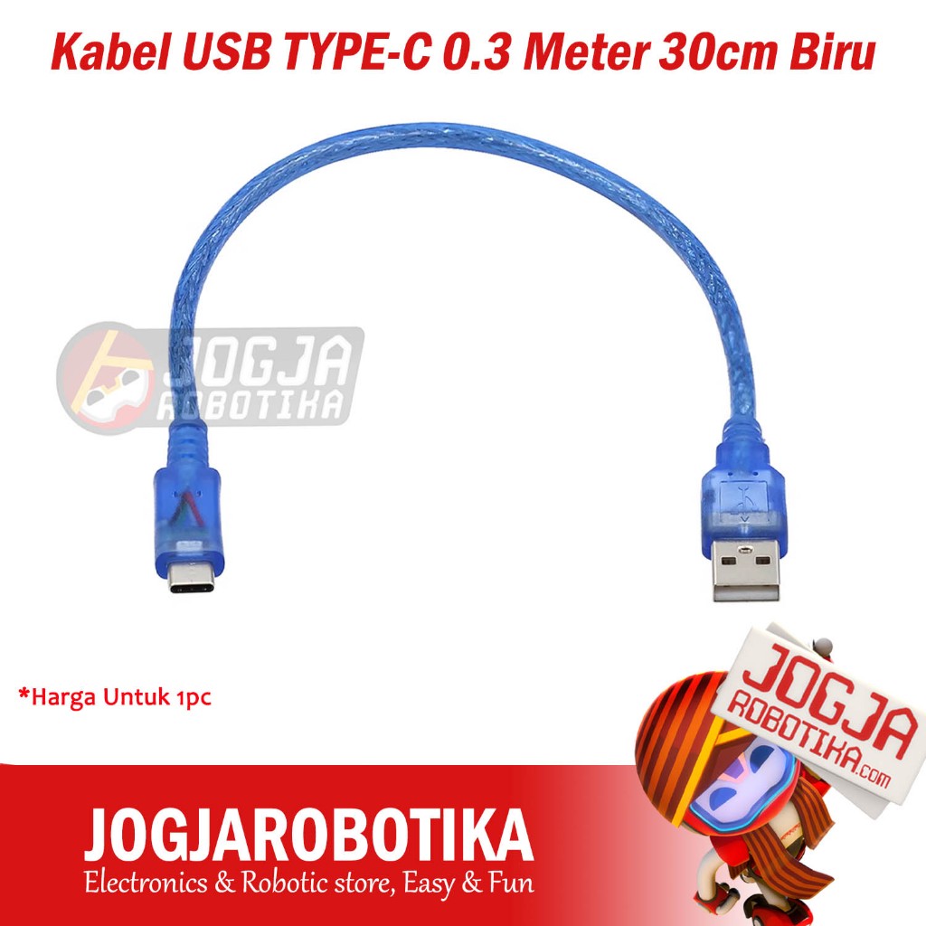 สาย USB TYPE-C 0.3 เมตร 30 ซม. สีฟ้าสําหรับ Arduino Uno / Nano / ESP8266 / ESP32