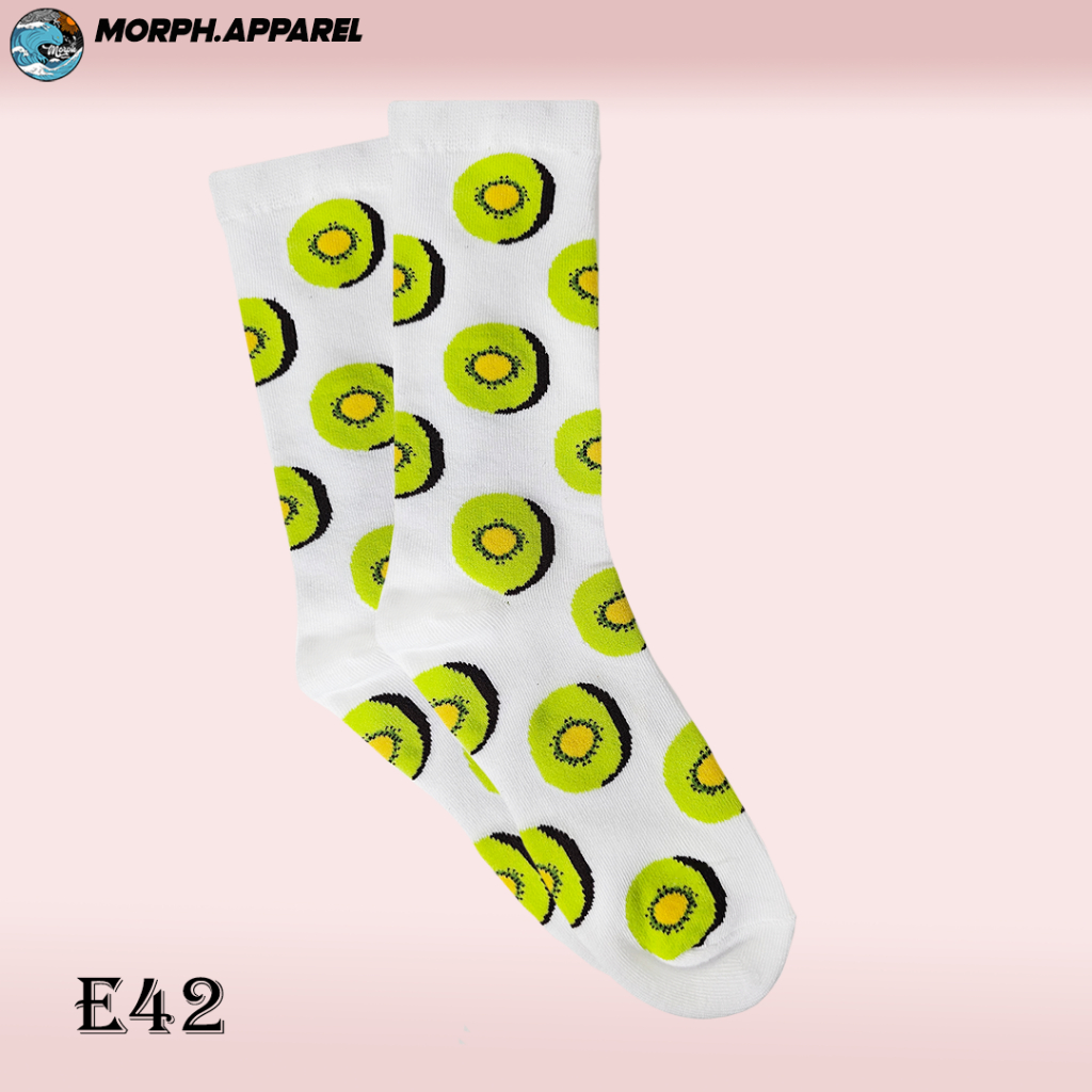 ถุงเท้าผู้หญิง - สีขาว Kiwi Motif - Morph.Apparel - E42