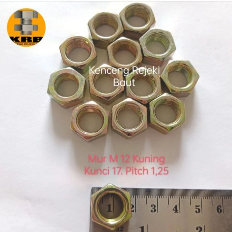 น๊อตเหลือง M12 (Key 17, Pitch 1.25) / Hex Nut M12x1.25