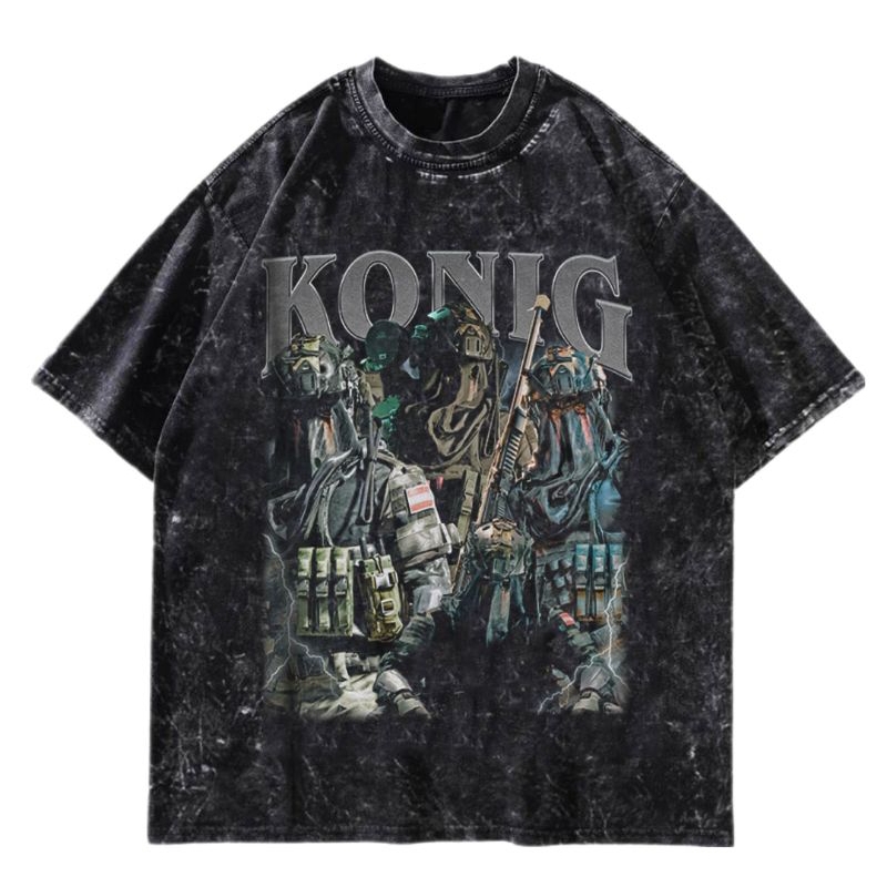 Konig Call Of Duty วิดีโอเกม Vintage Wash เสื้อยืด/Kaos Call Of Duty Konig Vintage Wash Oversize Uni