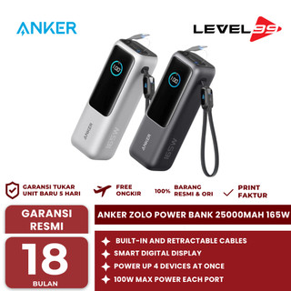Anker Zolo Power Bank 25000Mah 165W, Built-In And Retractable Cables Smart Digital Display - A1695
