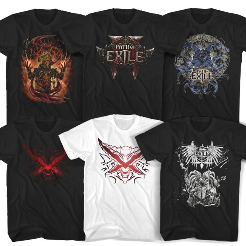 เสื้อยืดเกมผู้ใหญ่ Path Of Exile Series สีดําและสีขาว